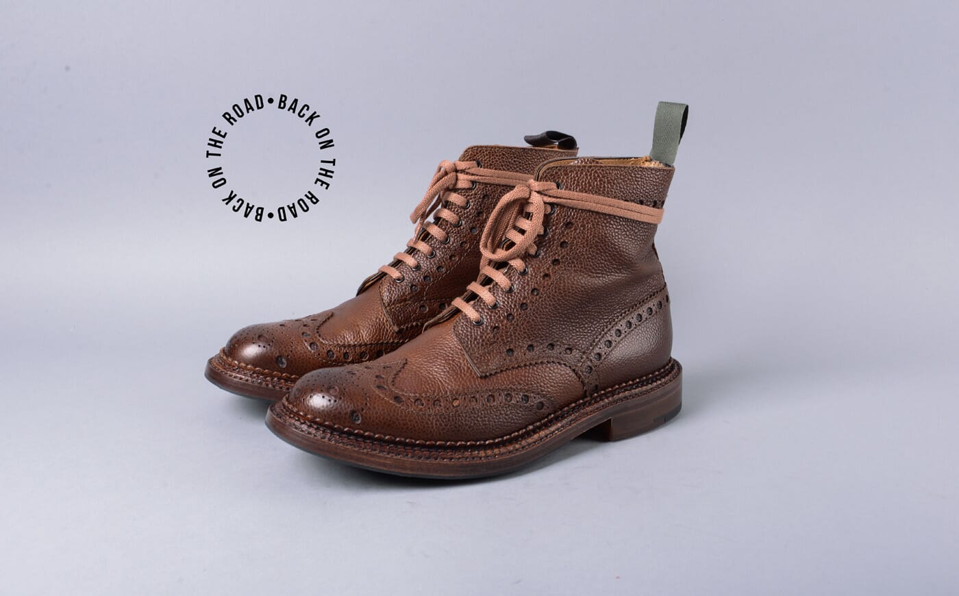 Fred | Refurbished Mens Brogue Boots in Dark Brown Grain Leather