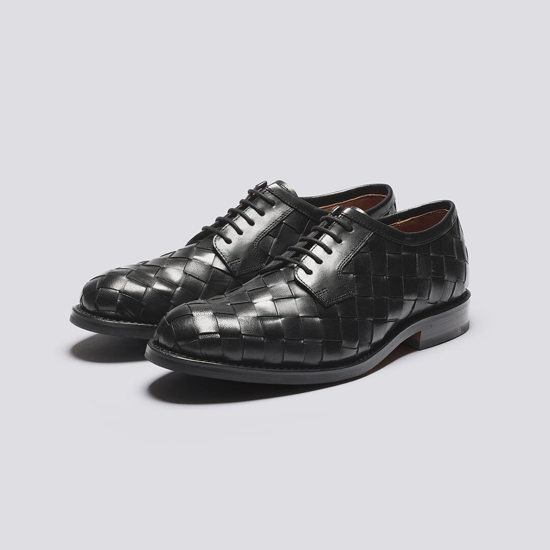 Cole | Men's Goodyear Welted Derby in Black Woven Leather | Grenson