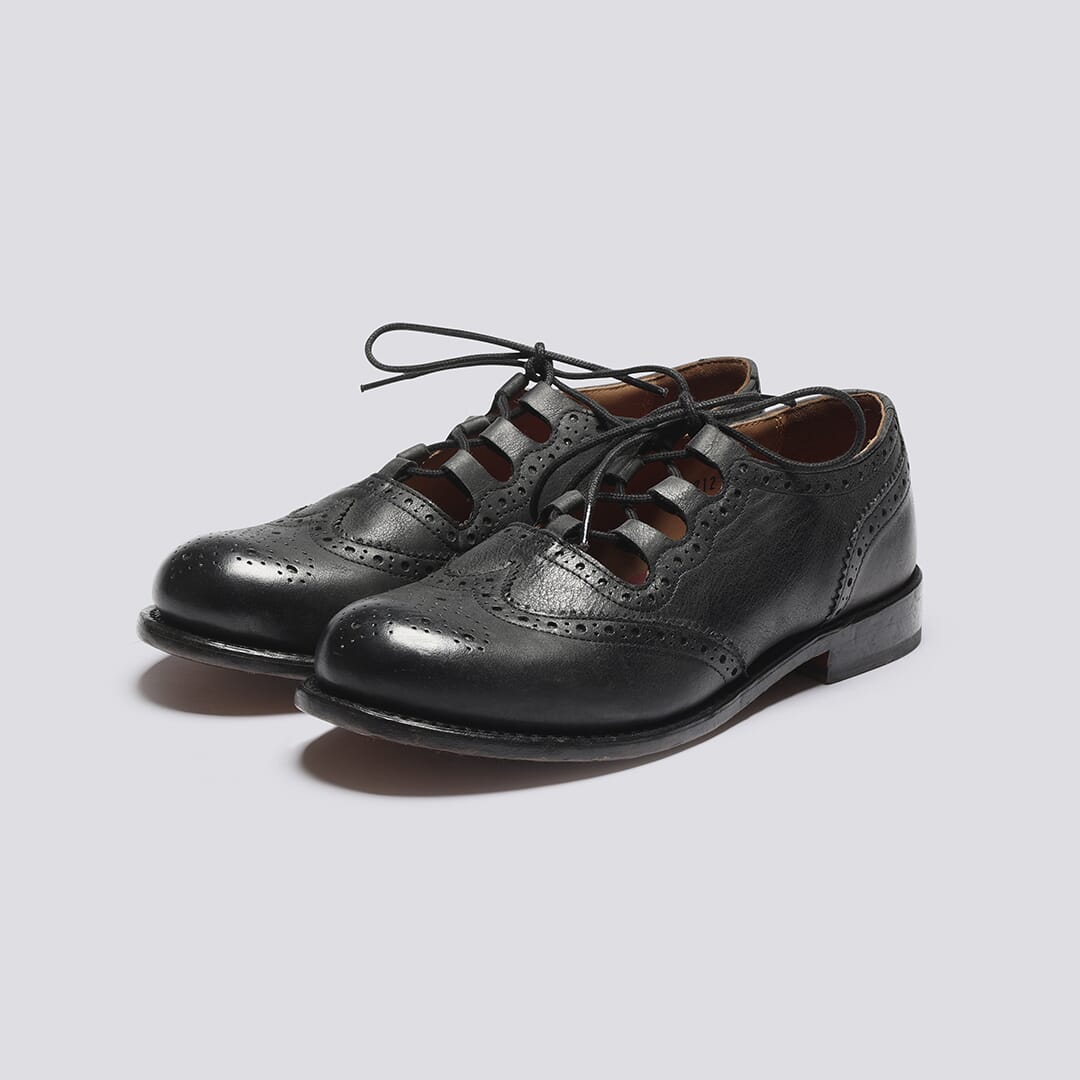 Esme | Black Leather Womens' Ghillie Brogues | Grenson