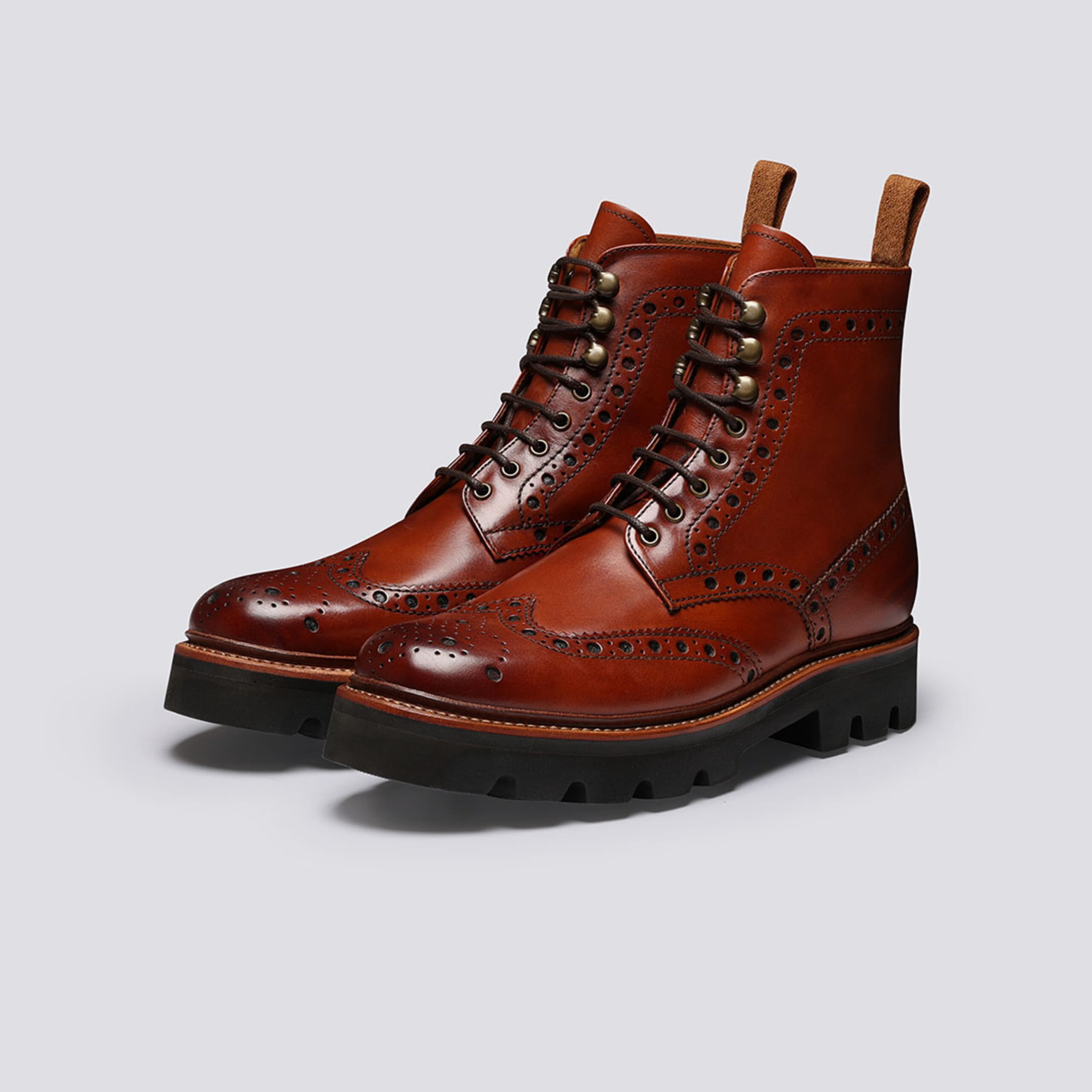 Fred | Mens Boots in Tan Handpainted Leather | Grenson