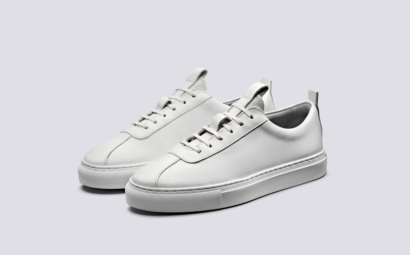 Sneaker 1 Womens Oxford Sneaker in White Calf Leather with a White Rubber Sole Grenson Shoes